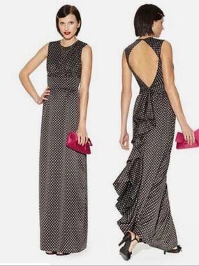 Kate Young  Women’s Open-Back Dress Satin Polka size 16